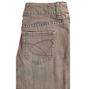 Chicos Platinum Ultimate Fit Jeans Lt Brown Embroider Stretch Sz 0.5 (6) Short